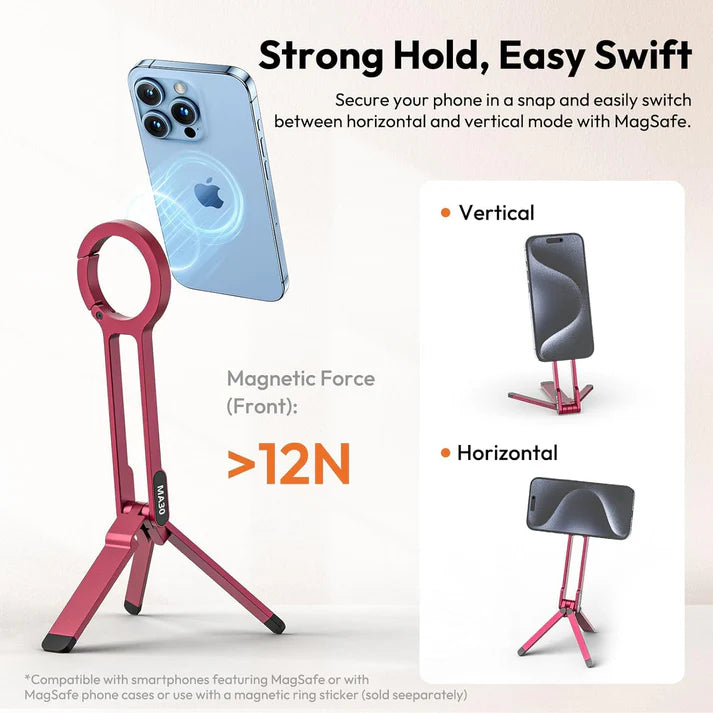 Ulanzi MA30 Magnetic Phone Tripod Stand for iPhone, Android- Aluminum, MagSafe