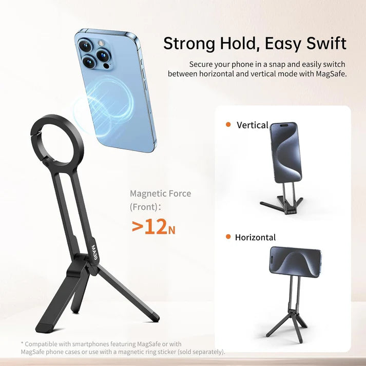 Ulanzi MA30 Magnetic Phone Tripod Stand for iPhone, Android- Aluminum, MagSafe