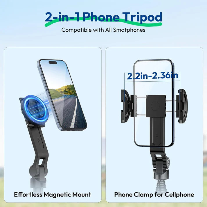 ULANZI TT88 Magnetic Tripod 57" Selfie Stick with Bluetooth Remote & Cold Shoes