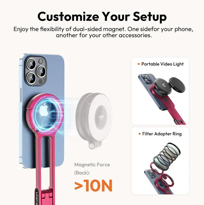 Ulanzi MA30 Magnetic Phone Tripod Stand for iPhone, Android- Aluminum, MagSafe