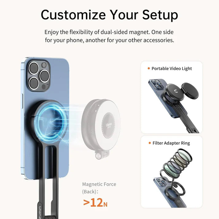 Ulanzi MA30 Magnetic Phone Tripod Stand for iPhone, Android- Aluminum, MagSafe