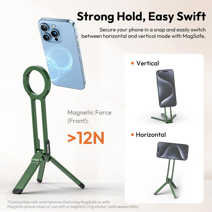 Ulanzi MA30 Magnetic Phone Tripod Stand for iPhone, Android- Aluminum, MagSafe