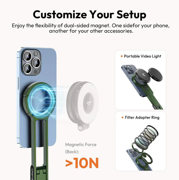 Ulanzi MA30 Magnetic Phone Tripod Stand for iPhone, Android- Aluminum, MagSafe