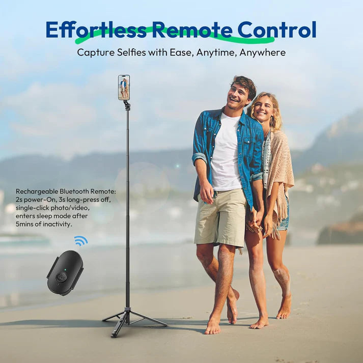 ULANZI TT88 Magnetic Tripod 57" Selfie Stick with Bluetooth Remote & Cold Shoes