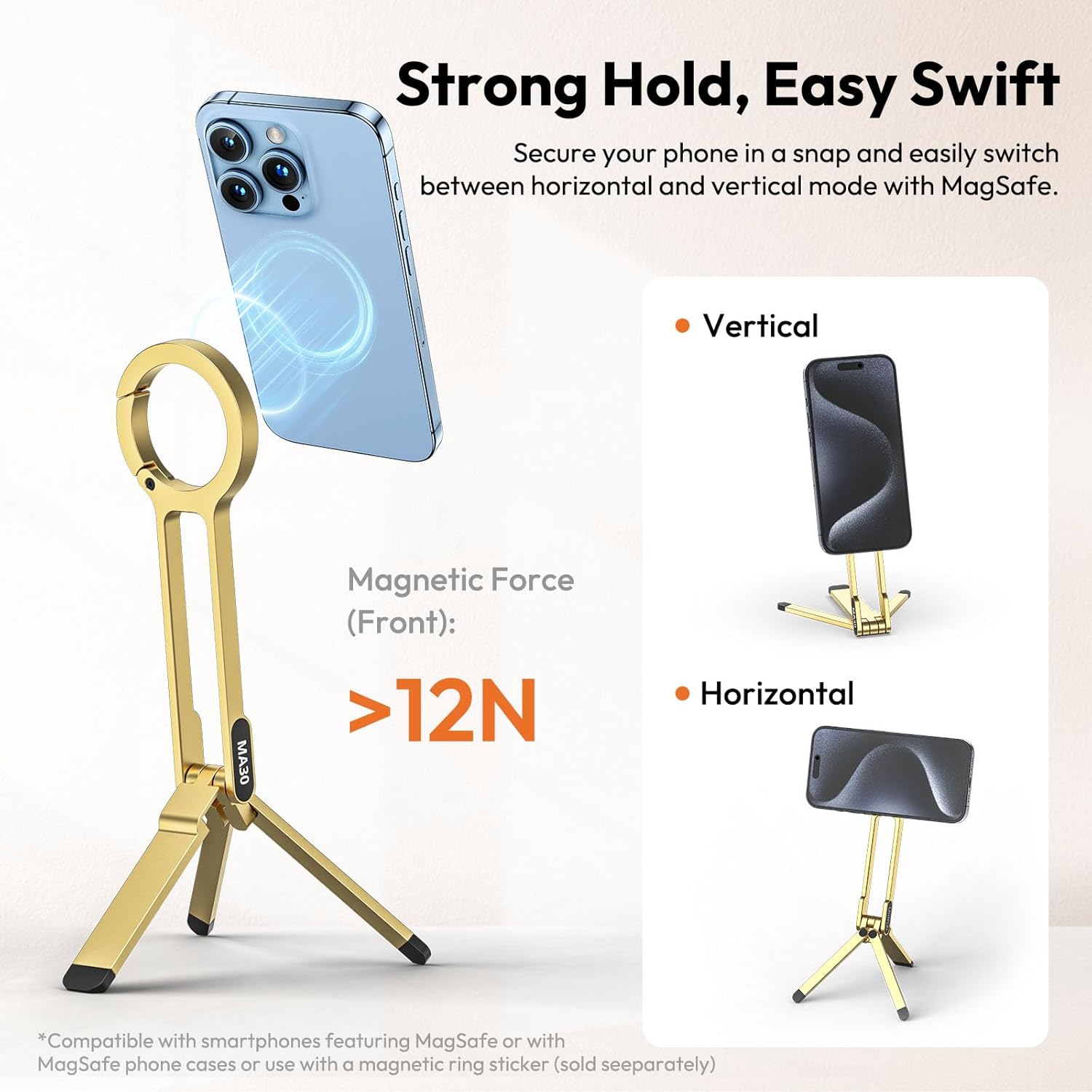 Ulanzi MA30 Magnetic Phone Tripod Stand for iPhone, Android- Aluminum, MagSafe