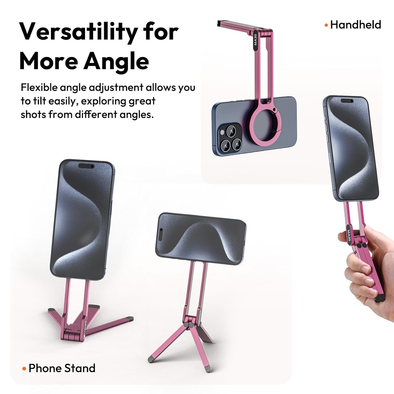 Ulanzi MA30 Magnetic Phone Tripod Stand for iPhone, Android- Aluminum, MagSafe