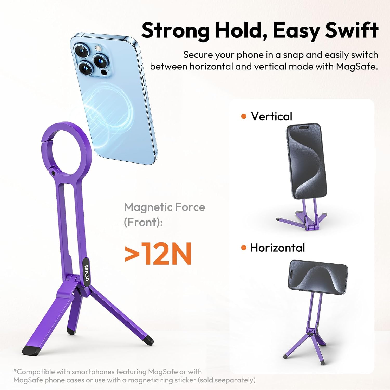 Ulanzi MA30 Magnetic Phone Tripod Stand for iPhone, Android- Aluminum, MagSafe