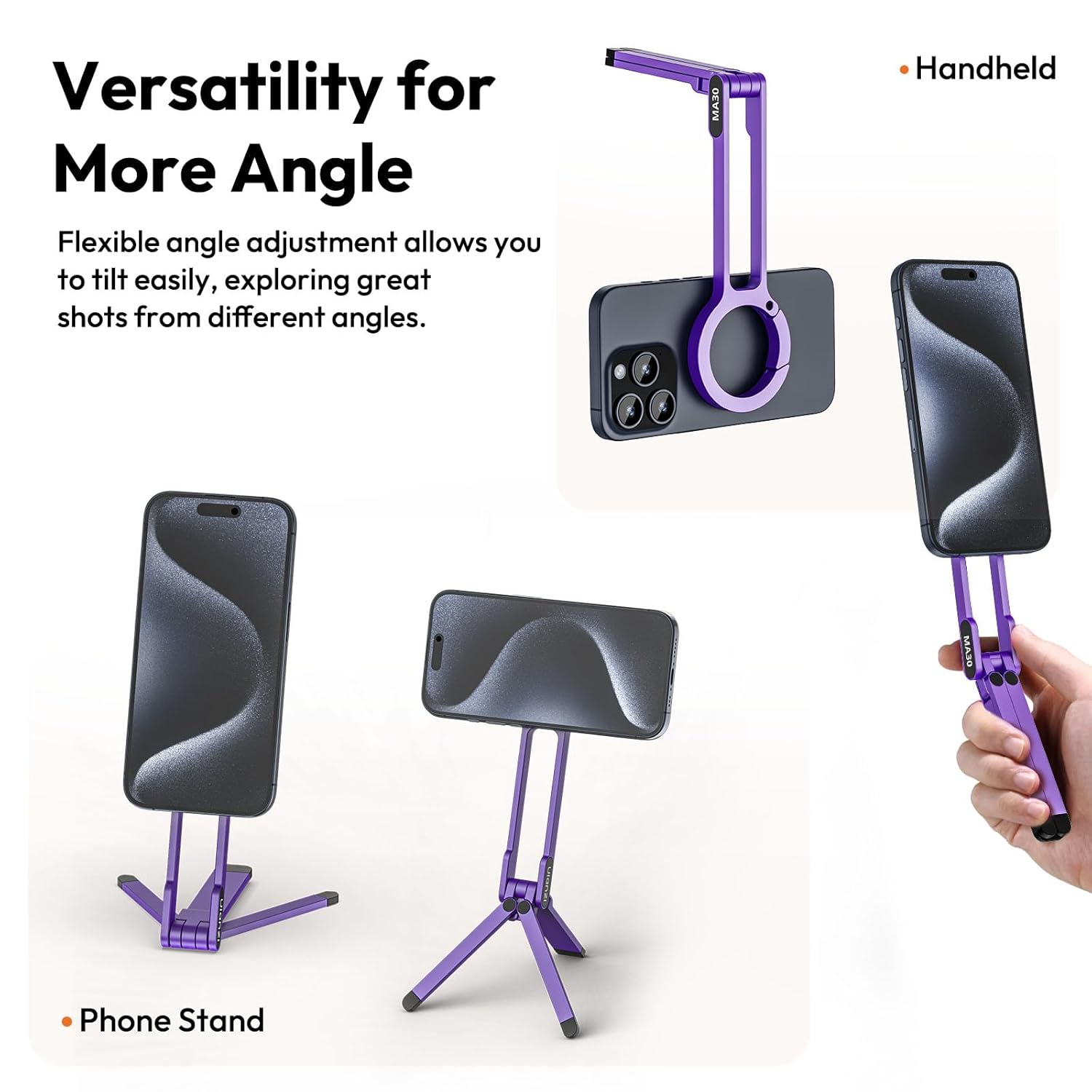Ulanzi MA30 Magnetic Phone Tripod Stand for iPhone, Android- Aluminum, MagSafe