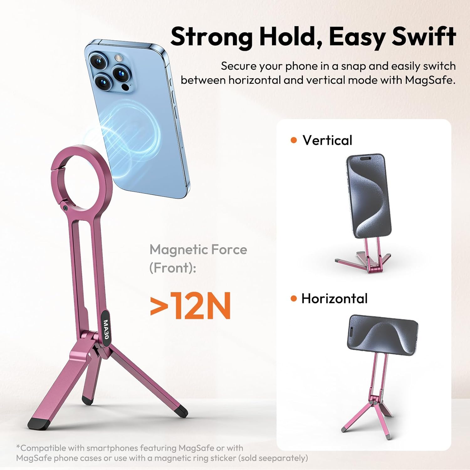 Ulanzi MA30 Magnetic Phone Tripod Stand for iPhone, Android- Aluminum, MagSafe