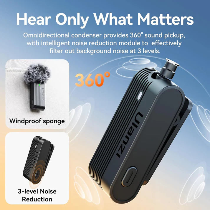 ULANZI A100 Wireless Lavalier Microphone - A100 Wireless Lavalier — Studio Sound, Zero Wires.