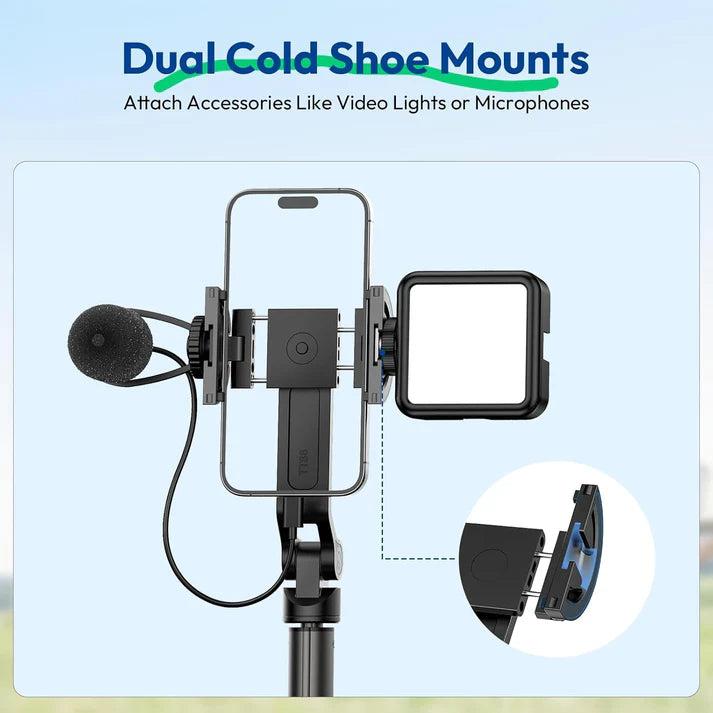 ULANZI TT88 Magnetic Tripod 57" Selfie Stick with Bluetooth Remote & Cold Shoes