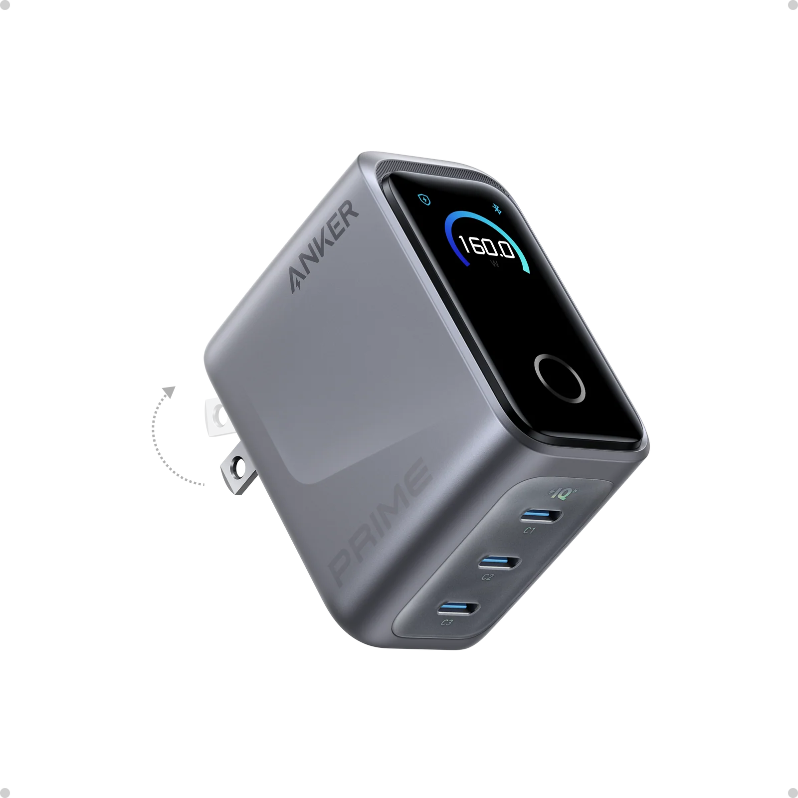 Anker Prime Charger (160W, 3 Ports, Smart Display)