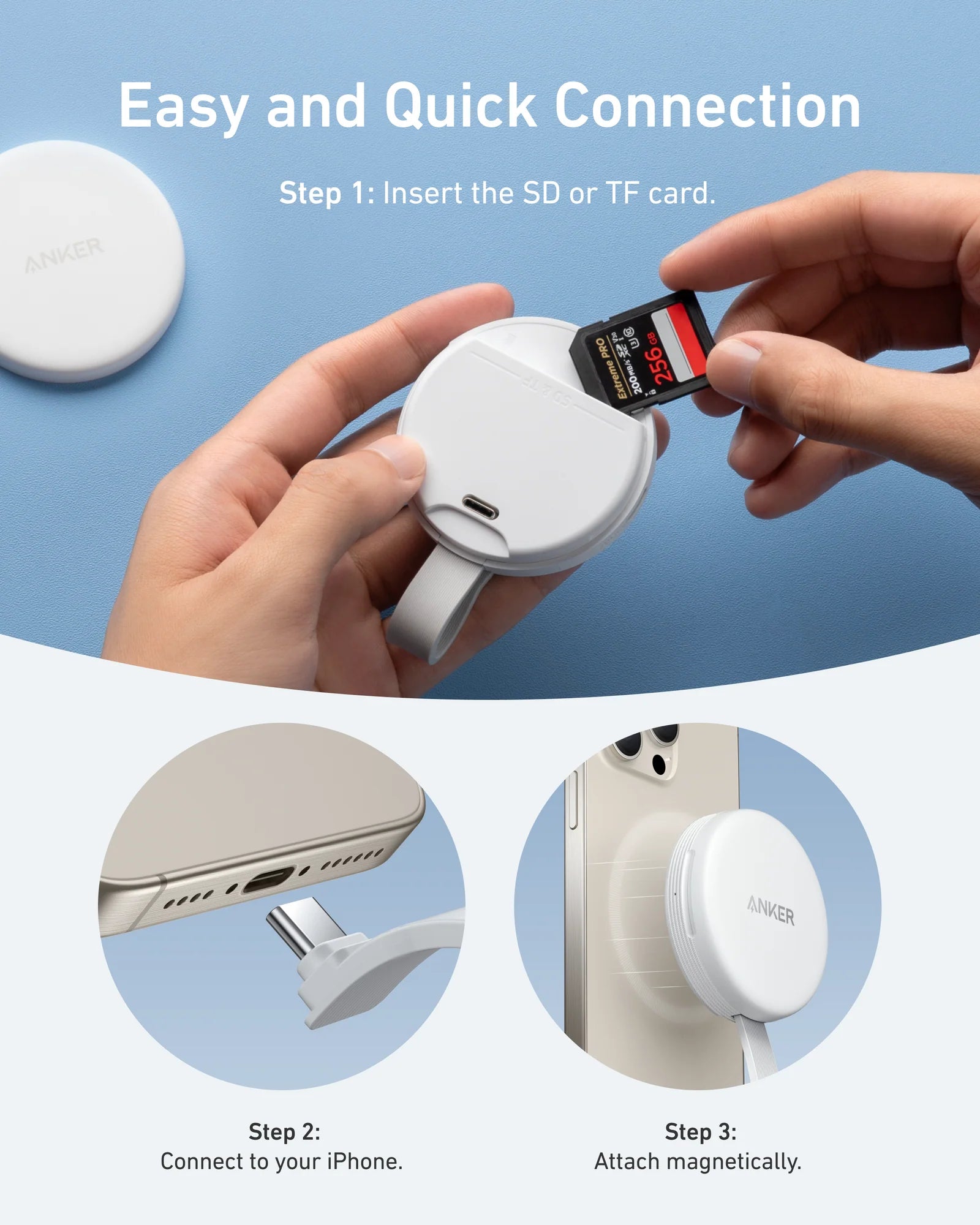 Anker MagGo USB-C Adapter (3-in-1, 10Gbps, For All USB-C Devices)
