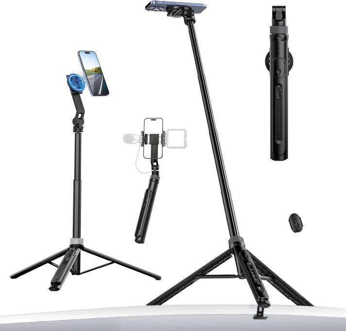 ULANZI TT88 Magnetic Tripod 57" Selfie Stick with Bluetooth Remote & Cold Shoes