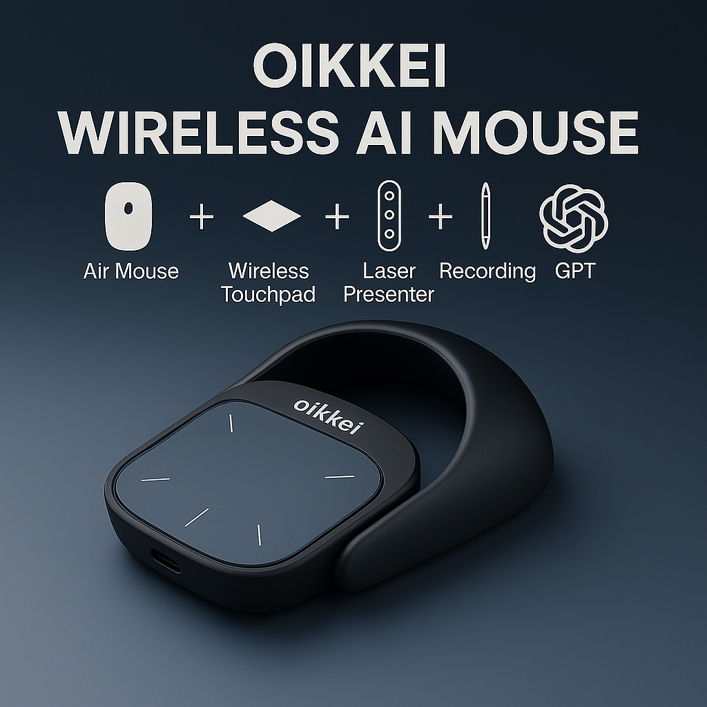 OIKKEI 2025 Wireless AI Mouse | ChatGPT Voice & Summary | Air Mouse + Presenter + Laser | PC/Mac Compatible