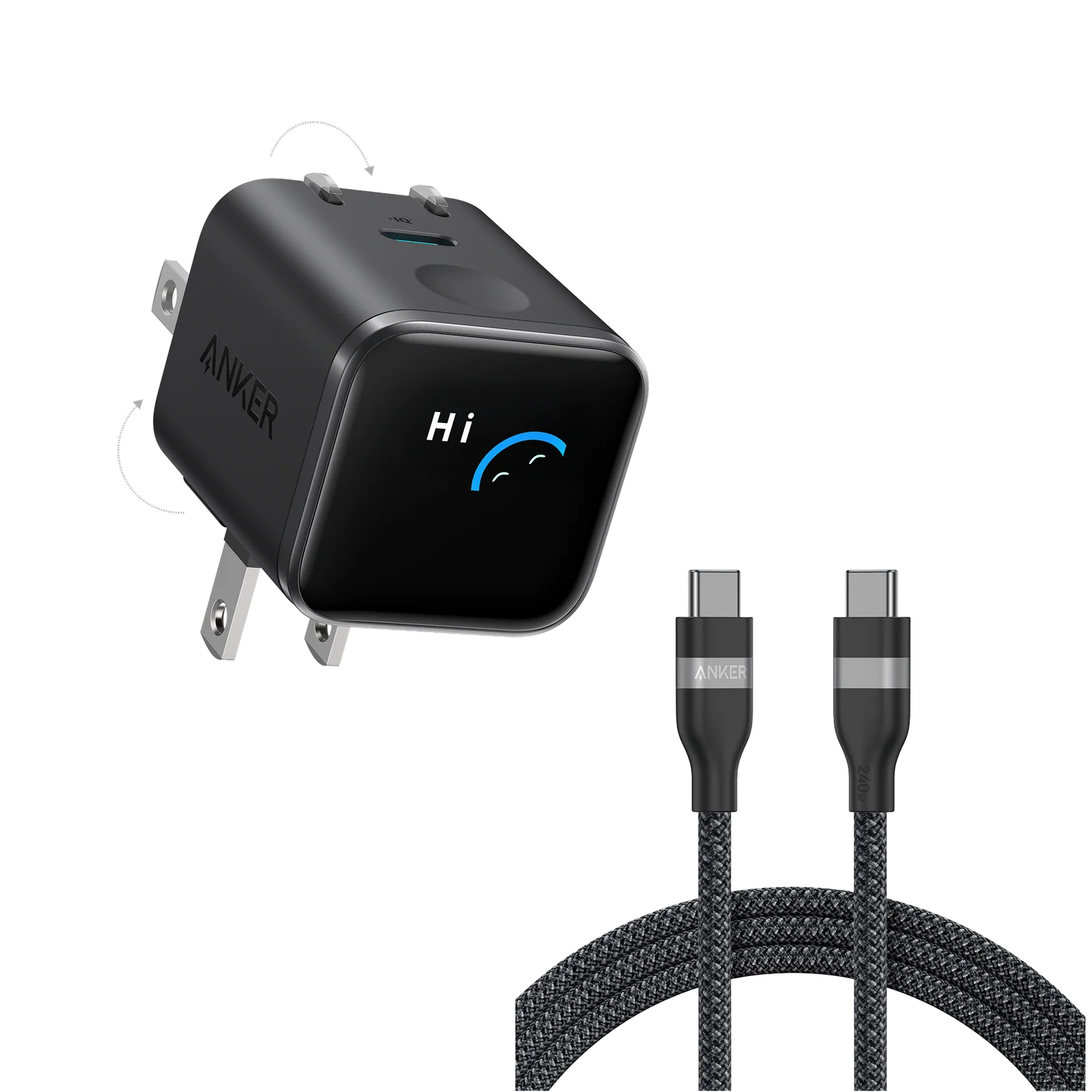 Anker Nano Charger (45W, Smart Display, 180° Foldable)