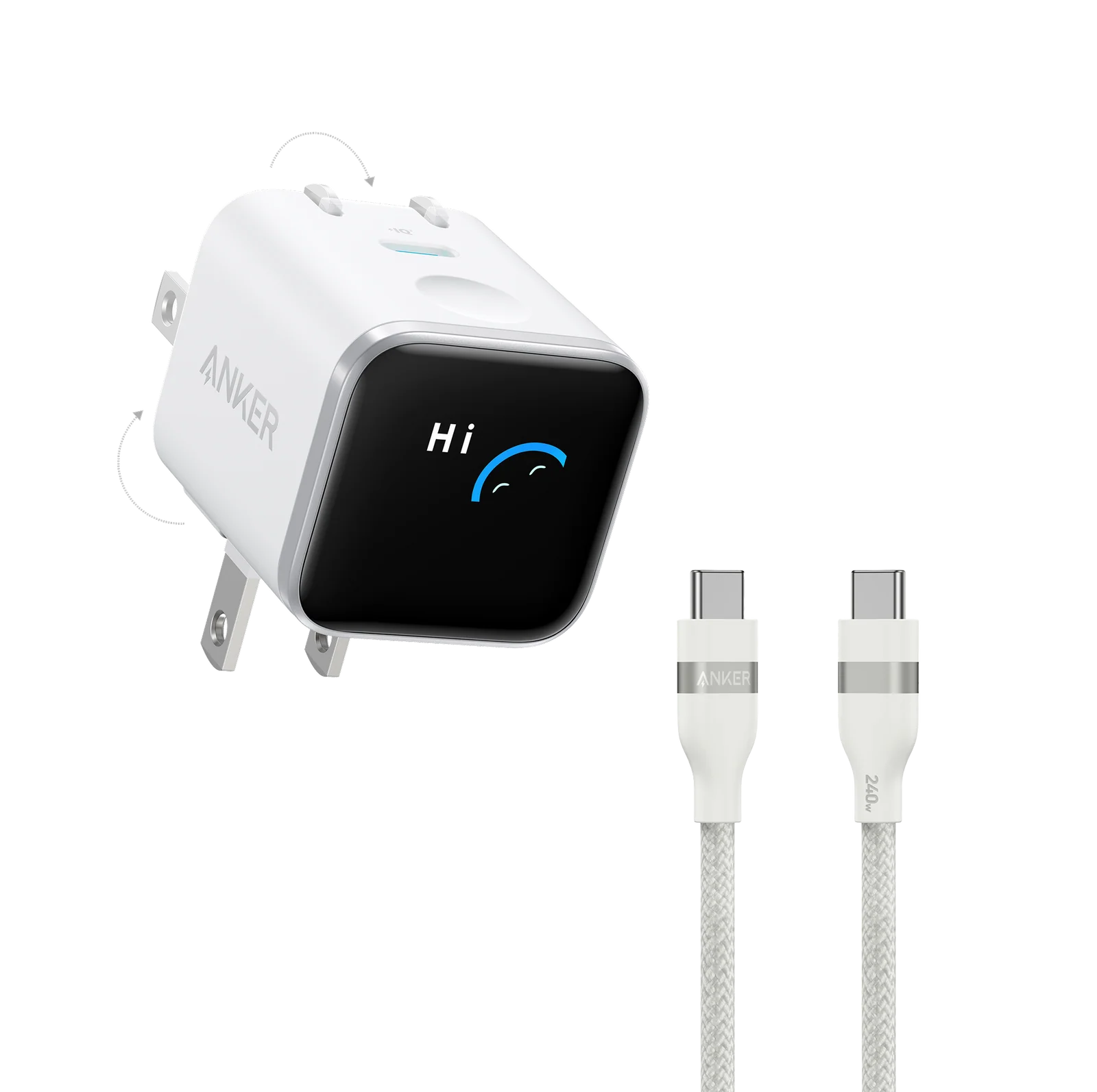 Anker Nano Charger (45W, Smart Display, 180° Foldable)