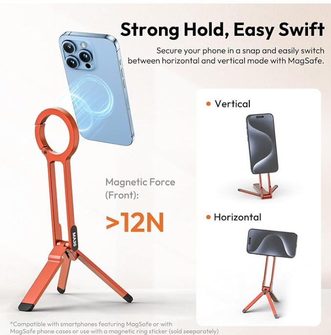 Ulanzi MA30 Magnetic Phone Tripod Stand for iPhone, Android- Aluminum, MagSafe