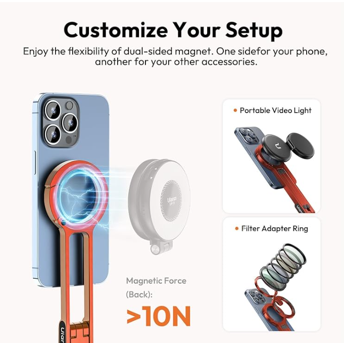 Ulanzi MA30 Magnetic Phone Tripod Stand for iPhone, Android- Aluminum, MagSafe