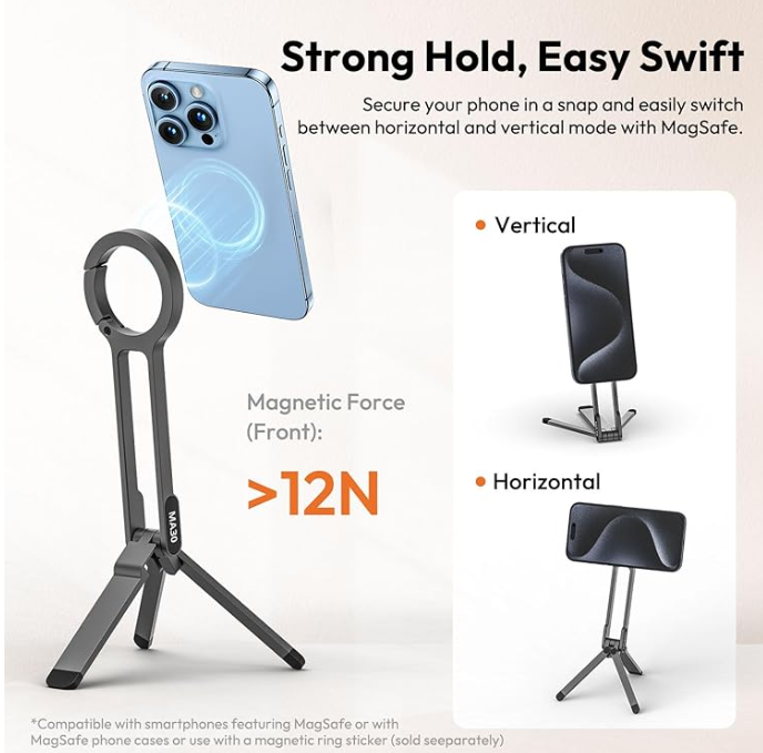 Ulanzi MA30 Magnetic Phone Tripod Stand for iPhone, Android- Aluminum, MagSafe