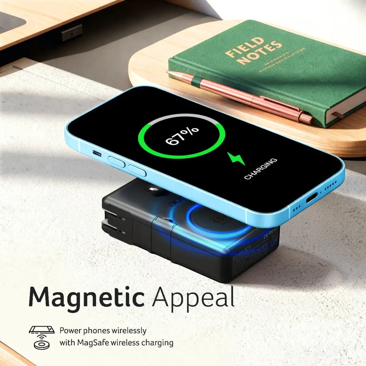 Acer Charge Hub 65 Travel Charger Power Bank 20000mAh | 65W PD GaN Fast Charging | Magnetic Wireless 15W | Watch Charger 2W | Dual USB Type-C + Type-A Ports | Universal AC Plug for Laptop Phone Tablet |Black