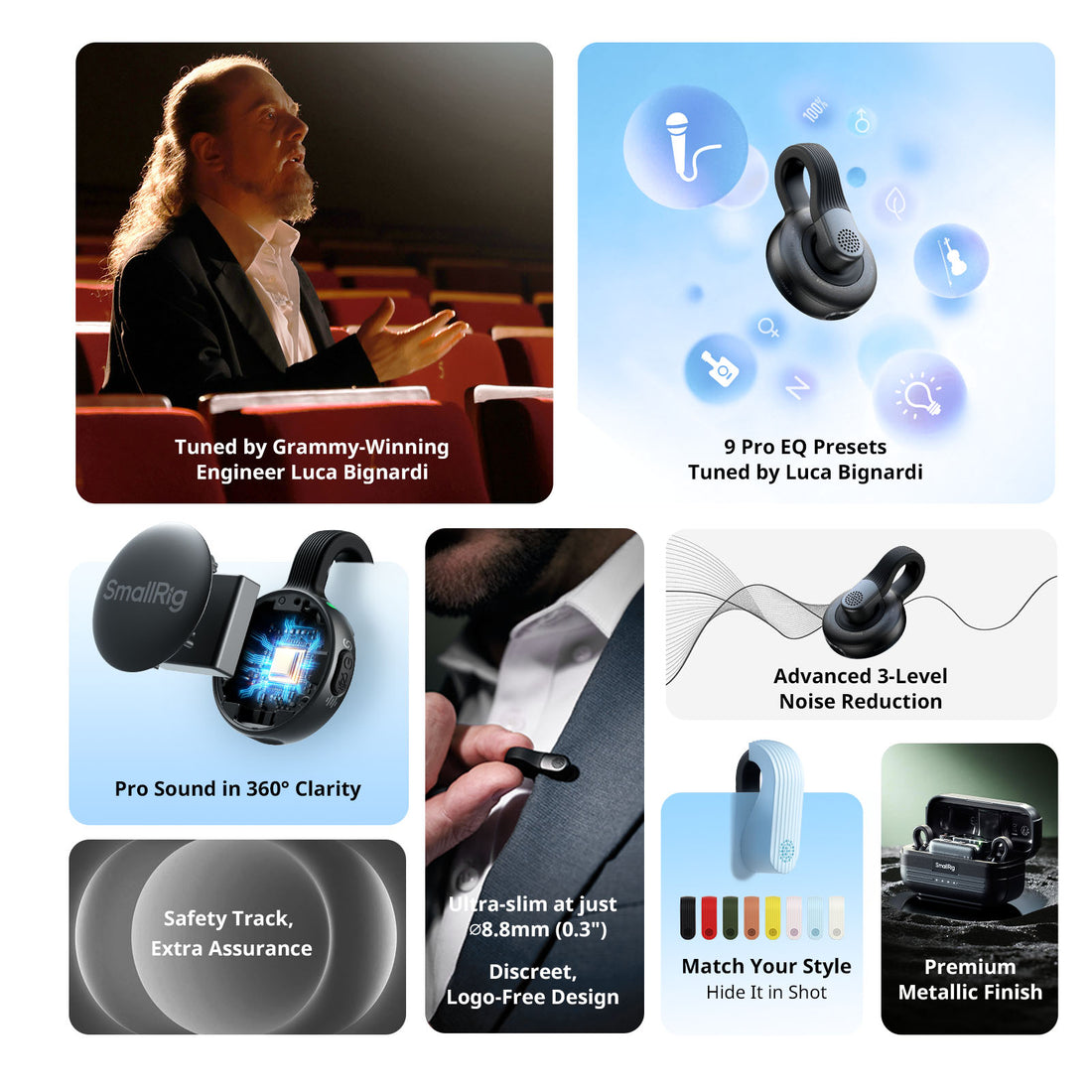 SmallRig S70 Ultra Thin Invisible Wireless Microphone for Vlog, Wedding, Interview