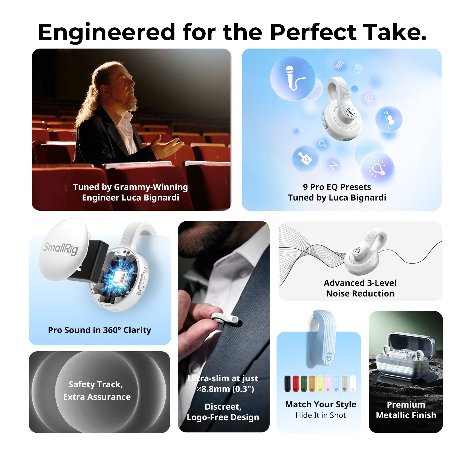 SmallRig S70 Ultra Thin Invisible Wireless Microphone for Vlog, Wedding, Interview